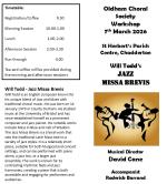 Choral Workshop on Will Todd's JAZZ MISSA BREVIS March 7th.